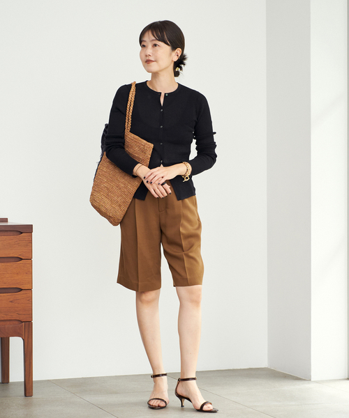 whisper rib sheer カーディガン　ブラウン プラージュ Plage whisper rib sheer カーディガン （ブラウン