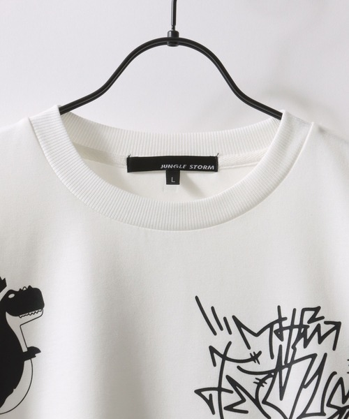 SITRY(シトリー)の「Punch the dough Graffiti Print T-shirt/ポンチ オーバーサイズ 落書き イラスト 総柄 半袖Tシャツ レディース メンズ(Tシャツ/カットソー・メンズ・ブラック/ホワイト・L/M)」の5枚目の写真