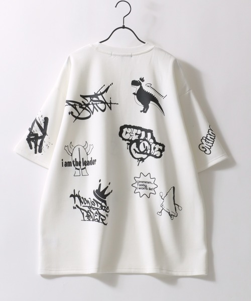 SITRY(シトリー)の「Punch the dough Graffiti Print T-shirt/ポンチ オーバーサイズ 落書き イラスト 総柄 半袖Tシャツ レディース メンズ(Tシャツ/カットソー・メンズ・ブラック/ホワイト・L/M)」の9枚目の写真