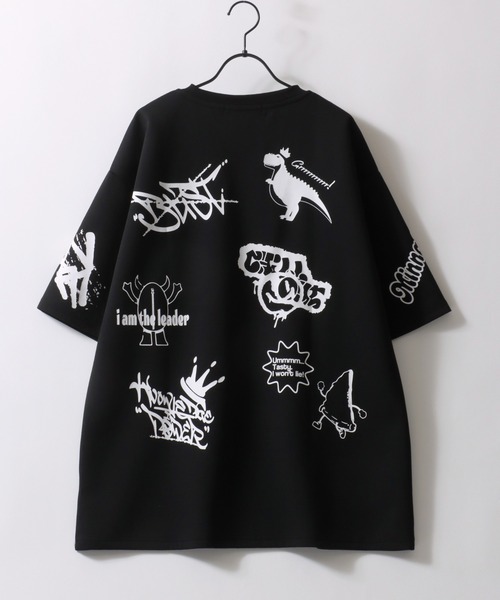 SITRY(シトリー)の「Punch the dough Graffiti Print T-shirt/ポンチ オーバーサイズ 落書き イラスト 総柄 半袖Tシャツ レディース メンズ(Tシャツ/カットソー・メンズ・ブラック/ホワイト・L/M)」の7枚目の写真