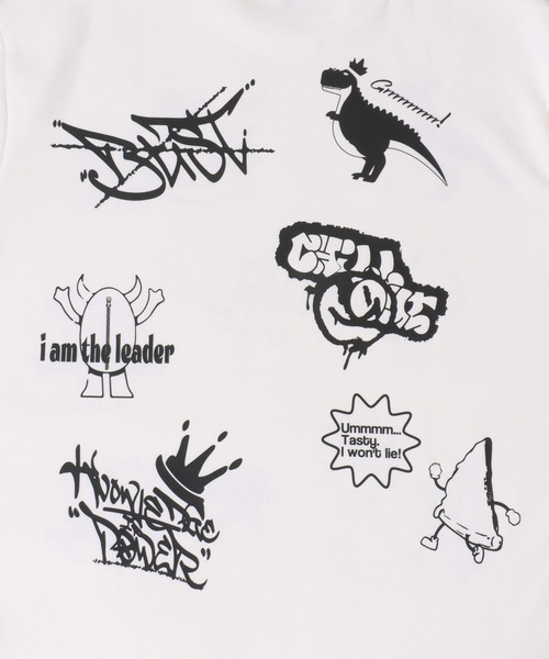 SITRY(シトリー)の「Punch the dough Graffiti Print T-shirt/ポンチ オーバーサイズ 落書き イラスト 総柄 半袖Tシャツ レディース メンズ(Tシャツ/カットソー・メンズ・ブラック/ホワイト・L/M)」の6枚目の写真