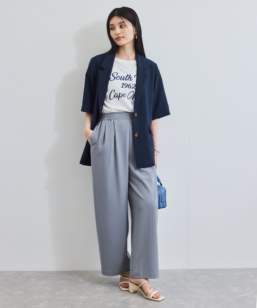 VIS（ビス）の「【接触冷感/UVケア】ピンストライプリラックスワイドパンツ（その他パンツ・レディース・グレー/キナリ/ブルー系その他・S/M）」の11枚目の写真