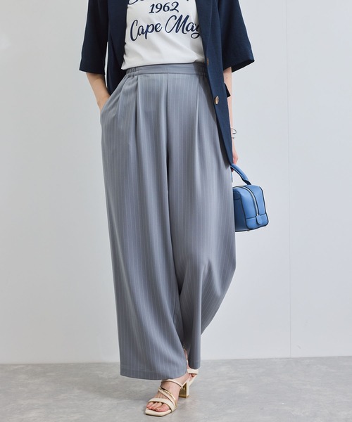 VIS（ビス）の「【接触冷感/UVケア】ピンストライプリラックスワイドパンツ（その他パンツ・レディース・グレー/キナリ/ブルー系その他・S/M）」の10枚目の写真