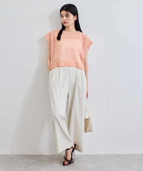 VIS（ビス）の「【接触冷感/UVケア】ピンストライプリラックスワイドパンツ（その他パンツ・レディース・グレー/キナリ/ブルー系その他・S/M）」の13枚目の写真