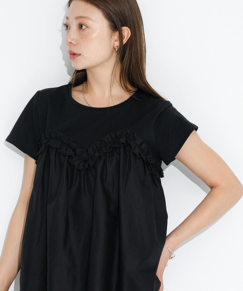 URBAN RESEARCH Sonny Label（アーバンリサーチサニーレーベル）の「フリルビスチェドッキングカットプルオーバー（Tシャツ/カットソー・レディース・ブラック/イエロー系その他/ブルー系その他・FREE）」の2枚目の写真