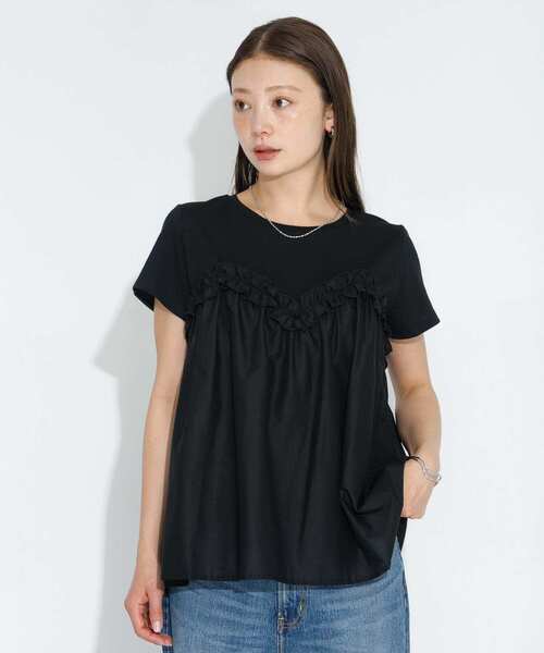 URBAN RESEARCH Sonny Label（アーバンリサーチサニーレーベル）の「フリルビスチェドッキングカットプルオーバー（Tシャツ/カットソー・レディース・ブラック/イエロー系その他/ブルー系その他・FREE）」の5枚目の写真