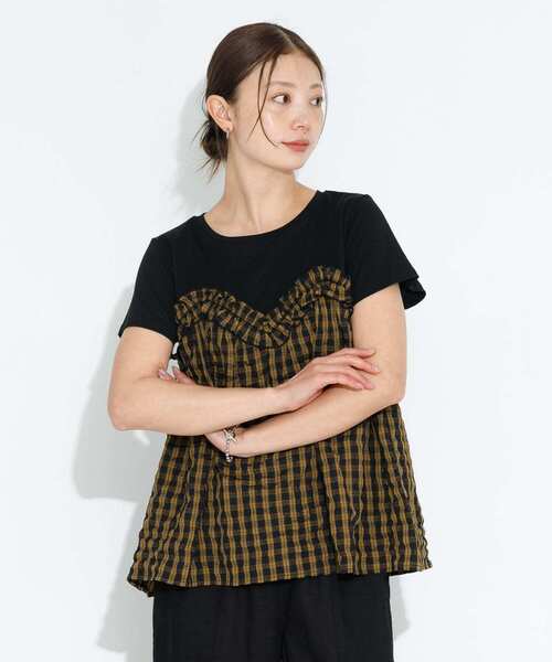 URBAN RESEARCH Sonny Label（アーバンリサーチサニーレーベル）の「フリルビスチェドッキングカットプルオーバー（Tシャツ/カットソー・レディース・ブラック/イエロー系その他/ブルー系その他・FREE）」の12枚目の写真