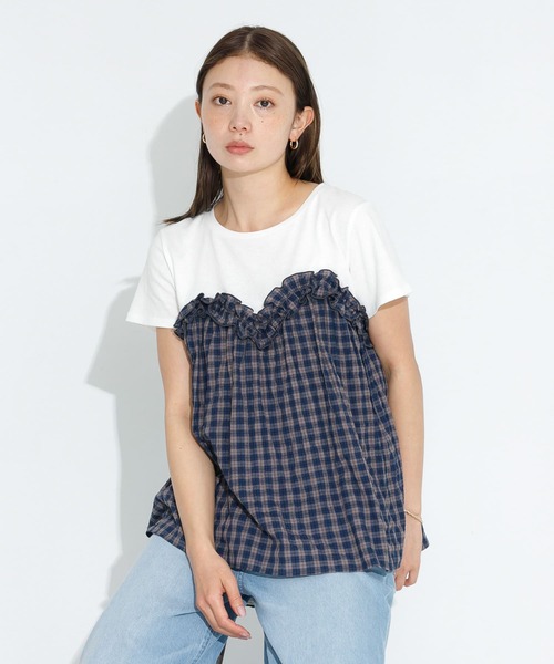 URBAN RESEARCH Sonny Label（アーバンリサーチサニーレーベル）の「フリルビスチェドッキングカットプルオーバー（Tシャツ/カットソー・レディース・ブラック/イエロー系その他/ブルー系その他・FREE）」の21枚目の写真
