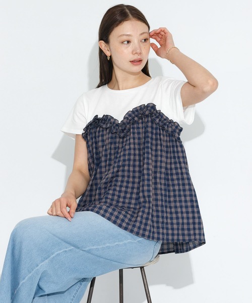 URBAN RESEARCH Sonny Label（アーバンリサーチサニーレーベル）の「フリルビスチェドッキングカットプルオーバー（Tシャツ/カットソー・レディース・ブラック/イエロー系その他/ブルー系その他・FREE）」の22枚目の写真