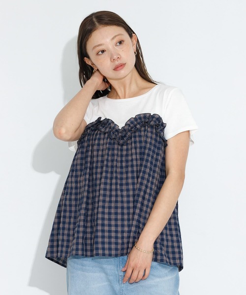 セール】フリルビスチェドッキングカットプルオーバー（Tシャツ
