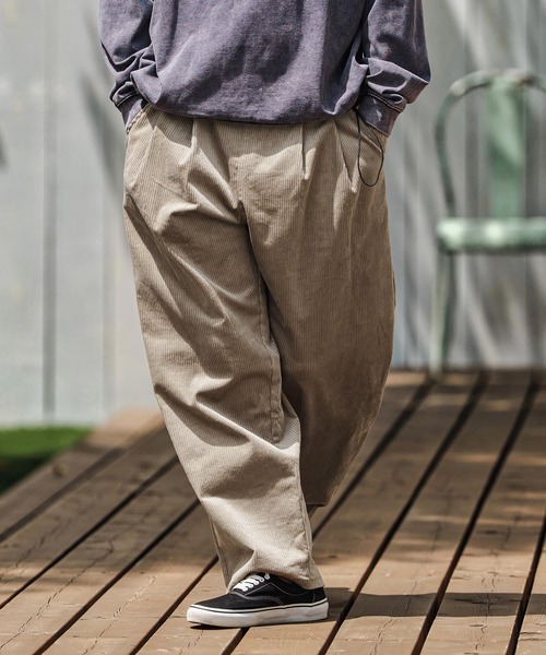 CAMBIO（カンビオ）の「mp13787- Stretch Corduroy Wide Straight Pants ワイドストレートパンツ（その他パンツ・メンズ・サンドベージュ/チャコール/ブラック/アーミー・S/M/L）」の4枚目の写真