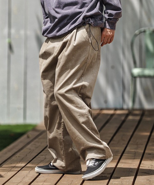 CAMBIO（カンビオ）の「mp13787- Stretch Corduroy Wide Straight Pants ワイドストレートパンツ（その他パンツ・メンズ・サンドベージュ/チャコール/ブラック/アーミー・S/M/L）」の5枚目の写真