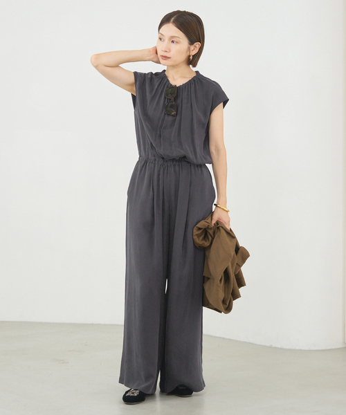 追加3》キュプラギャザーネックオールインワン（つなぎ/オールインワン