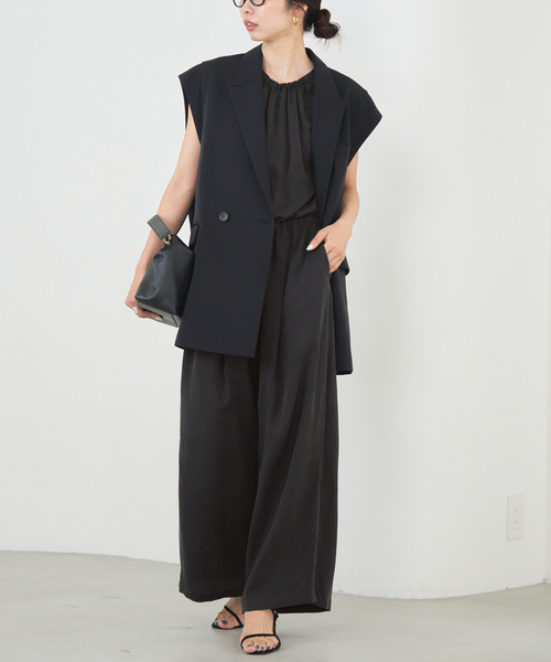 追加3》キュプラギャザーネックオールインワン（つなぎ/オールインワン