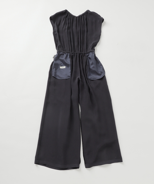 IENA イエナ　ギャザーネックオールインワン 2024 キュプラ 36 黒　S 追加3》キュプラギャザーネックオールインワン（つなぎ/オールインワン