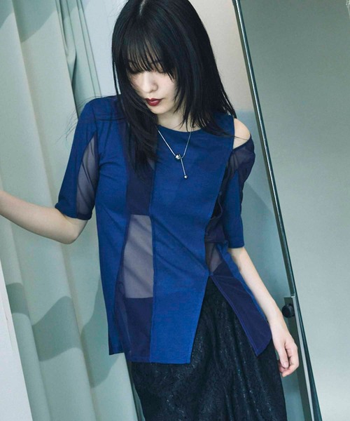 led.tokyo シアードッキングTシャツ セール】【led.tokyo】SHEER DOCKING TEE/シアードッキングT