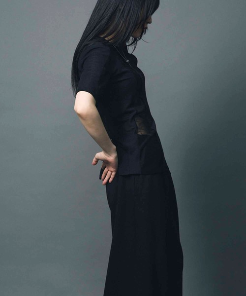 led.tokyo（レッドトウキョウ）の「【led.tokyo】SHEER DOCKING TEE/シアードッキングTシャツ（Tシャツ/カットソー・レディース・ブラック/ネイビー/ホワイト・FREE）」の17枚目の写真