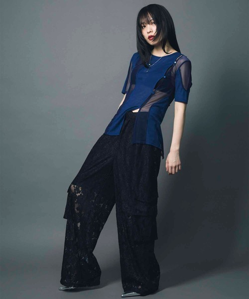 tシャツ 「led.tokyo」SHEER DOCKING TEE/シアードッキングTシャツ レディース led.tokyo tシャツ 「led.tokyo」SHEER DOCKING TEE/シアー