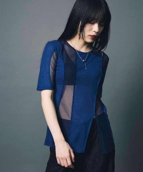 tシャツ 「led.tokyo」SHEER DOCKING TEE/シアードッキングTシャツ レディース セール】【led.tokyo】SHEER DOCKING TEE/シアードッキングT