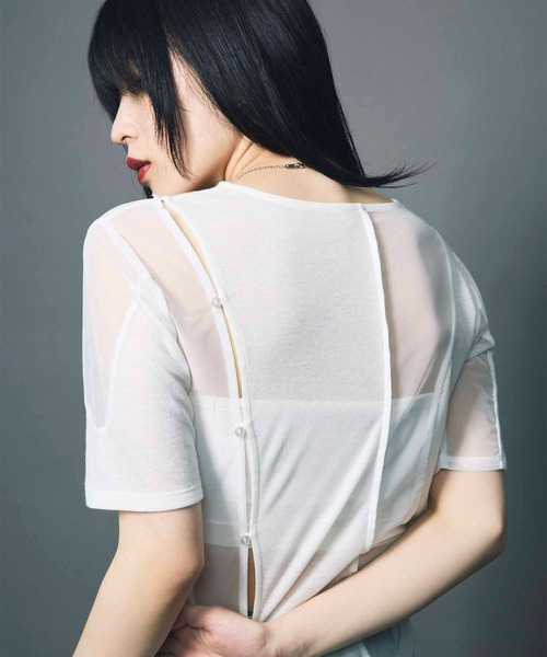 セール】【led.tokyo】SHEER DOCKING TEE/シアードッキングT