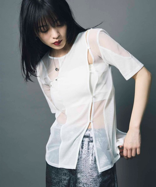 led.tokyo シアードッキングTシャツ セール】【led.tokyo】SHEER DOCKING TEE/シアードッキングT