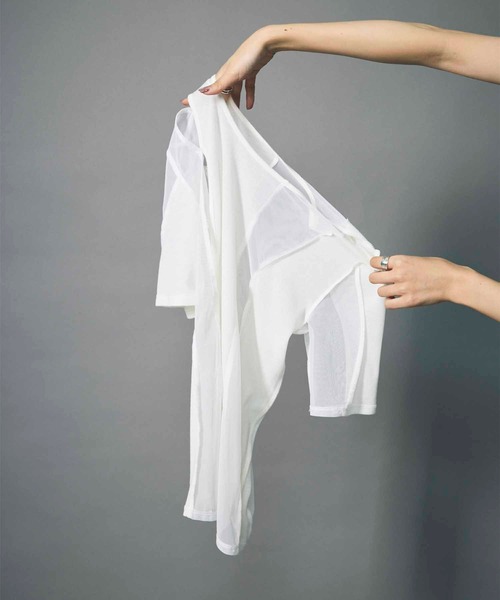led.tokyo シアードッキングTシャツ セール】【led.tokyo】SHEER DOCKING TEE/シアードッキングT