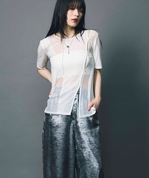 led.tokyo シアードッキングTシャツ セール】【led.tokyo】SHEER DOCKING TEE/シアードッキングT