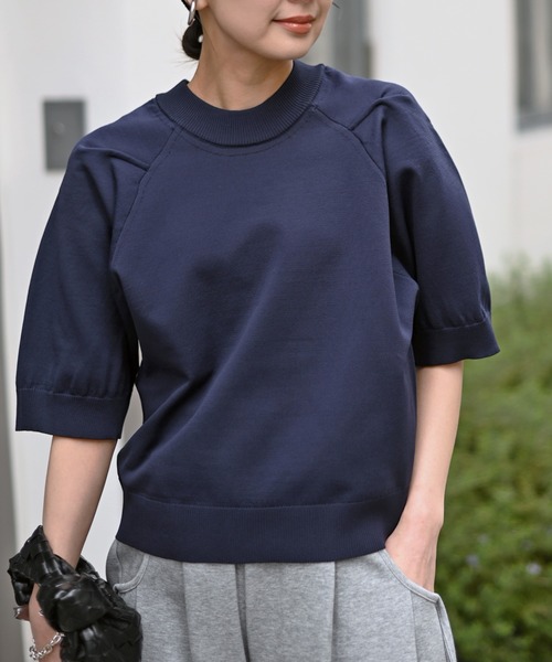 Marient（マリエント）の「ラグランタックサマーKT（ニット/セーター・レディース・ネイビー/ホワイト/グリーン・FREE）」の3枚目の写真