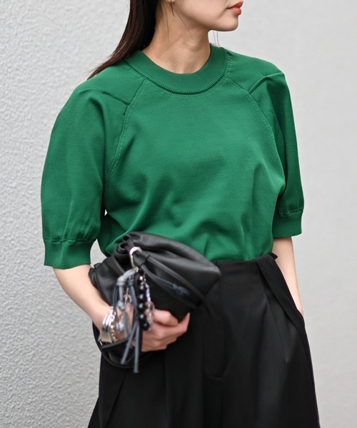 Marient（マリエント）の「ラグランタックサマーKT（ニット/セーター・レディース・ネイビー/ホワイト/グリーン・FREE）」の9枚目の写真