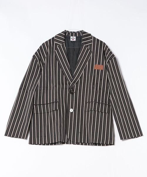 HOOK（フック）の「HOOK -original-　レトロ調ストライプ柄テーラードジャケット（テーラードジャケット・メンズ・ブラック/ライトブルー・MEDIUM/LARGE/X-LARGE）」の15枚目の写真