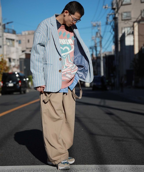 HOOK（フック）の「HOOK -original-　レトロ調ストライプ柄テーラードジャケット（テーラードジャケット・メンズ・ブラック/ライトブルー・MEDIUM/LARGE/X-LARGE）」の22枚目の写真