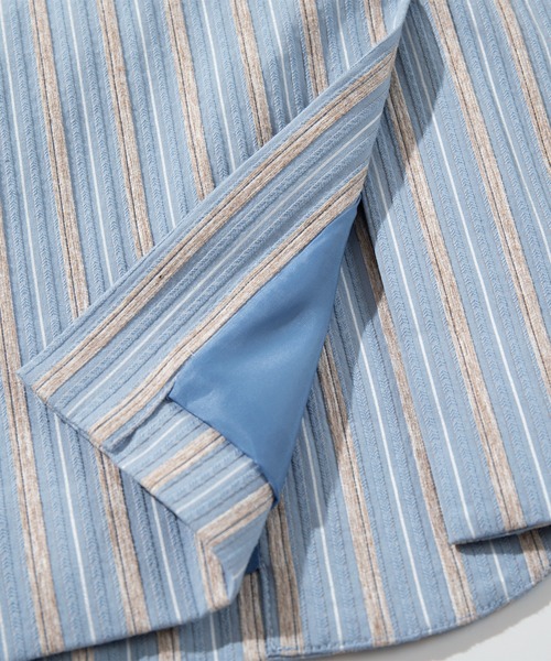 HOOK（フック）の「HOOK -original-　レトロ調ストライプ柄テーラードジャケット（テーラードジャケット・メンズ・ブラック/ライトブルー・MEDIUM/LARGE/X-LARGE）」の3枚目の写真