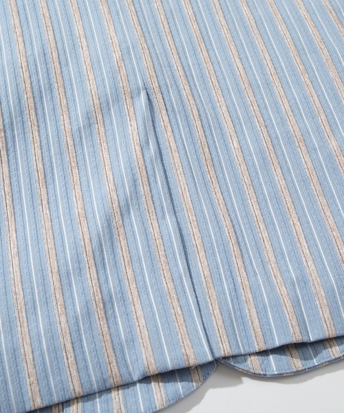 HOOK（フック）の「HOOK -original-　レトロ調ストライプ柄テーラードジャケット（テーラードジャケット・メンズ・ブラック/ライトブルー・MEDIUM/LARGE/X-LARGE）」の4枚目の写真