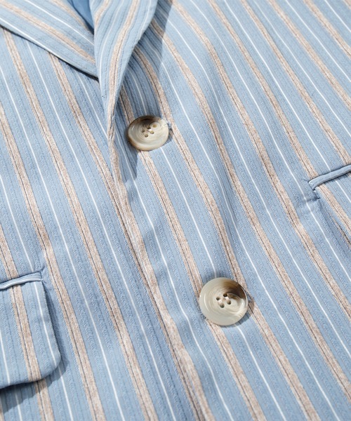 HOOK（フック）の「HOOK -original-　レトロ調ストライプ柄テーラードジャケット（テーラードジャケット・メンズ・ブラック/ライトブルー・MEDIUM/LARGE/X-LARGE）」の11枚目の写真