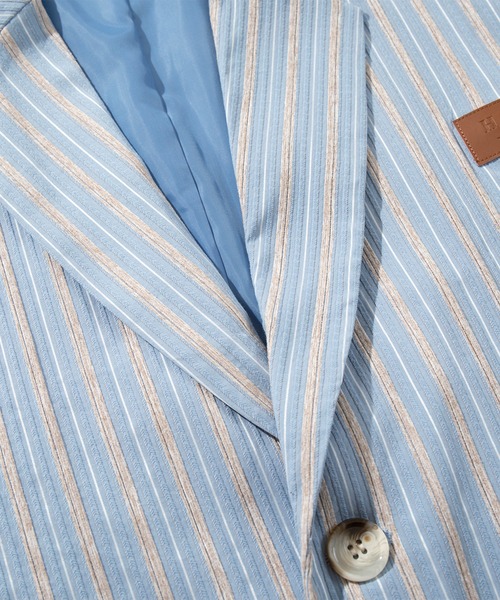 HOOK（フック）の「HOOK -original-　レトロ調ストライプ柄テーラードジャケット（テーラードジャケット・メンズ・ブラック/ライトブルー・MEDIUM/LARGE/X-LARGE）」の13枚目の写真