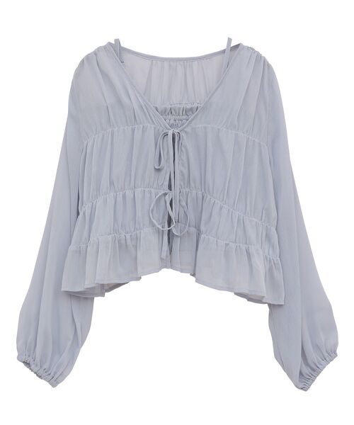 earth music&ecology（アースミュージックアンドエコロジー）の「SET2点シアーシャーリングブラウス＋インナー（シャツ/ブラウス・レディース・オフホワイト/ブルー/ブラック/モカ・FREE）」の22枚目の写真