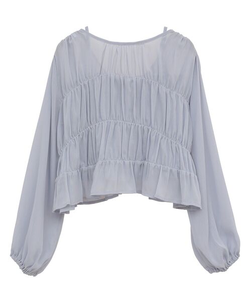 earth music&ecology（アースミュージックアンドエコロジー）の「SET2点シアーシャーリングブラウス＋インナー（シャツ/ブラウス・レディース・オフホワイト/ブルー/ブラック/モカ・FREE）」の21枚目の写真