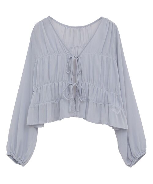 earth music&ecology（アースミュージックアンドエコロジー）の「SET2点シアーシャーリングブラウス＋インナー（シャツ/ブラウス・レディース・オフホワイト/ブルー/ブラック/モカ・FREE）」の12枚目の写真