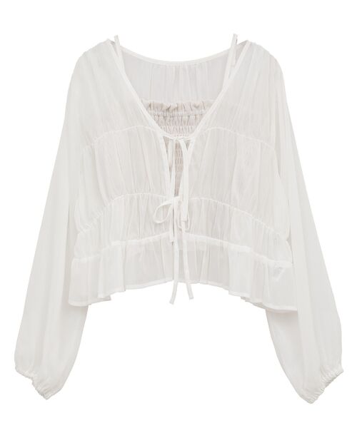 earth music&ecology（アースミュージックアンドエコロジー）の「SET2点シアーシャーリングブラウス＋インナー（シャツ/ブラウス・レディース・オフホワイト/ブルー/ブラック/モカ・FREE）」の9枚目の写真