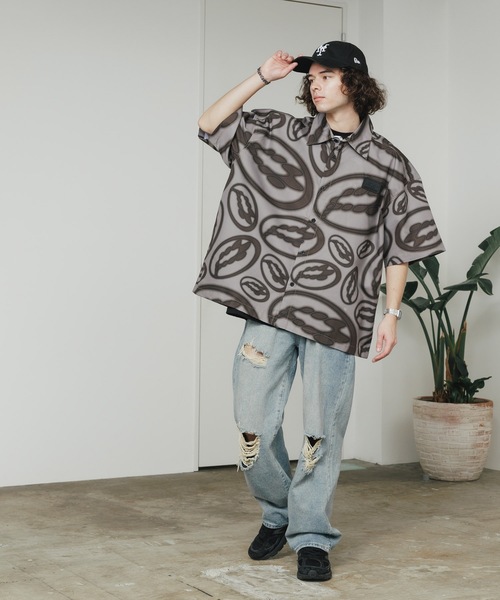 ブラウス シャツ PARADISE YOUTH CLUB/パラダイスユースクラブ PARADISE DIGITAL SHIRT 半袖シャツ 総柄シャツ セール】PARADISE YOUTH CLUB/パラダイスユースクラブ PARADISE