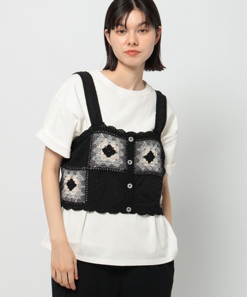 niko and...(ニコアンド)の「クロシェドッキングキャミソール(キャミソール・レディース・アイボリー/ブラック・FREE)」の2枚目の写真