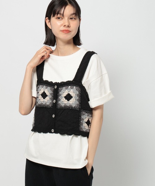 niko and...(ニコアンド)の「クロシェドッキングキャミソール(キャミソール・レディース・アイボリー/ブラック・FREE)」の5枚目の写真