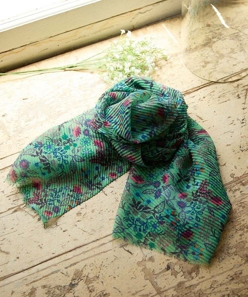 ホコモモラ（JOCOMOMOLA）/フラワープリントプリーツストール セール】フラワープリントプリーツストール（ストール/ショール