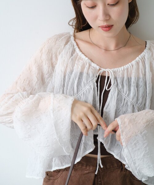 ブラウス シャツ 「新色追加/5色展開/S.Lサイズ展開/無地＆チェック」シャーリングシアーブラウス レディース Kastane ブラウス シャツ 「新色追加/5色展開/S.Lサイズ展開