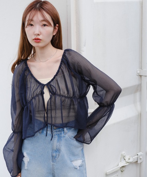 カスタネ シャーリングシアーブラウス ブルー S Kastane カスタネ シャーリングシアーブラウス ブルー｜Yahoo