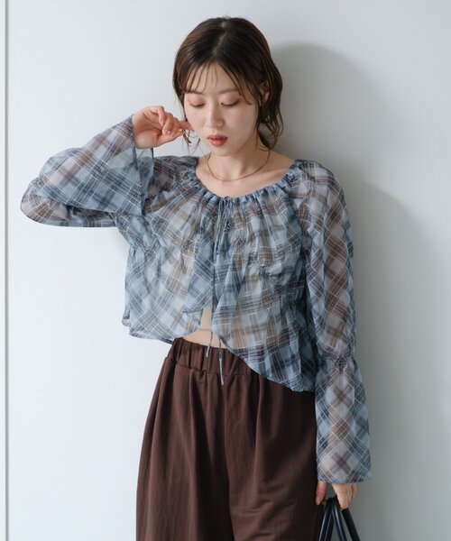 新色追加/6色展開/S.Lサイズ展開/無地&チェック】シャーリング