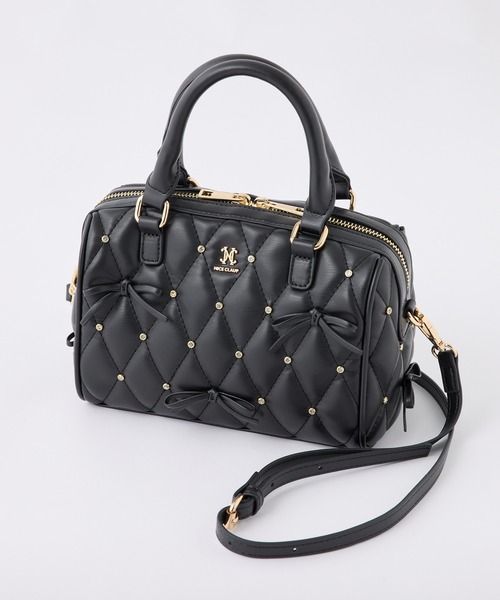ボストンバッグ　miumiu風　niceclap バッグ ZOZO限定/REVIVAL】リボンビジュー付きキルティングボストン