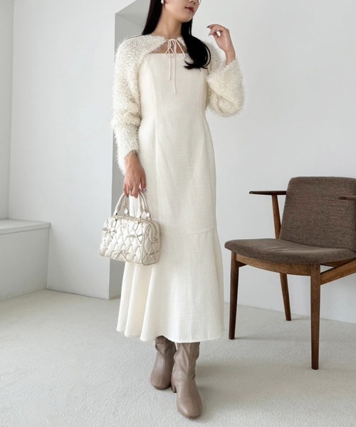 one after another NICE CLAUP（ワンアフターアナザーナイスクラップ）の「【WEB限定】リボンビジュー付きキルティングボストンバッグ（ショルダーバッグ・レディース・アイボリー/ブラック/サックスブルー/ピンクベージュ・FREE）」の13枚目の写真