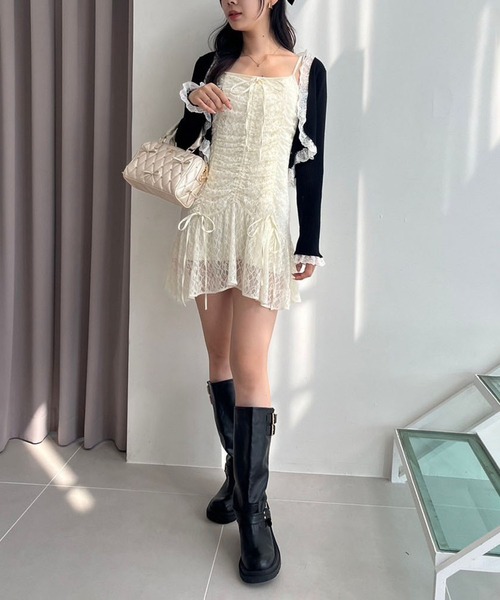 one after another NICE CLAUP（ワンアフターアナザーナイスクラップ）の「【WEB限定】リボンビジュー付きキルティングボストンバッグ（ショルダーバッグ・レディース・アイボリー/ブラック/サックスブルー/ピンクベージュ・FREE）」の11枚目の写真