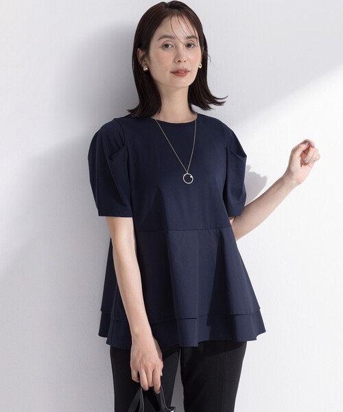 組曲 L(クミキョク オオキイサイズ)の「シャツコンビティアード カットソー(Tシャツ/カットソー・レディース・アイボリー系1/ネイビー系/アイボリー系2・5/7/6)」の19枚目の写真